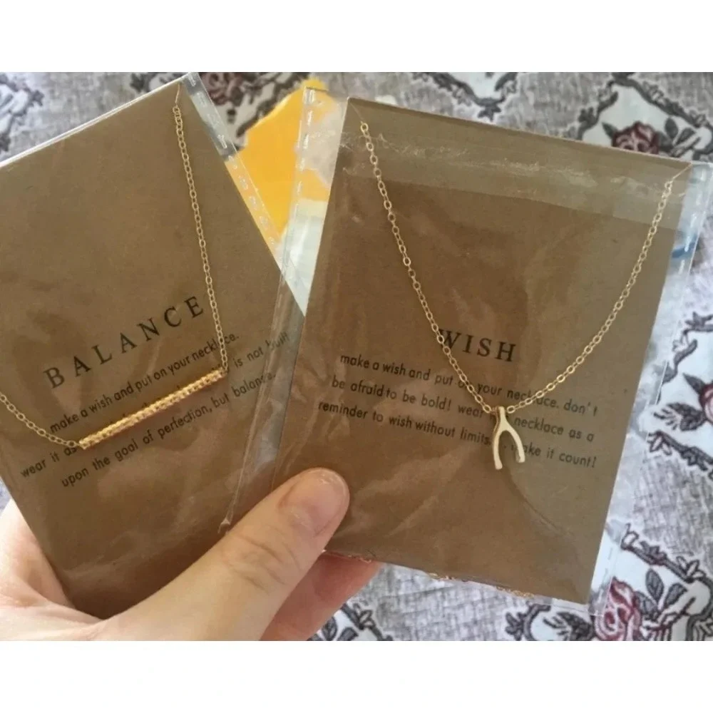 NEW Balance Bar Necklace Gold Minimalist‎ Pendant Delicate Chain Jewelry Gift